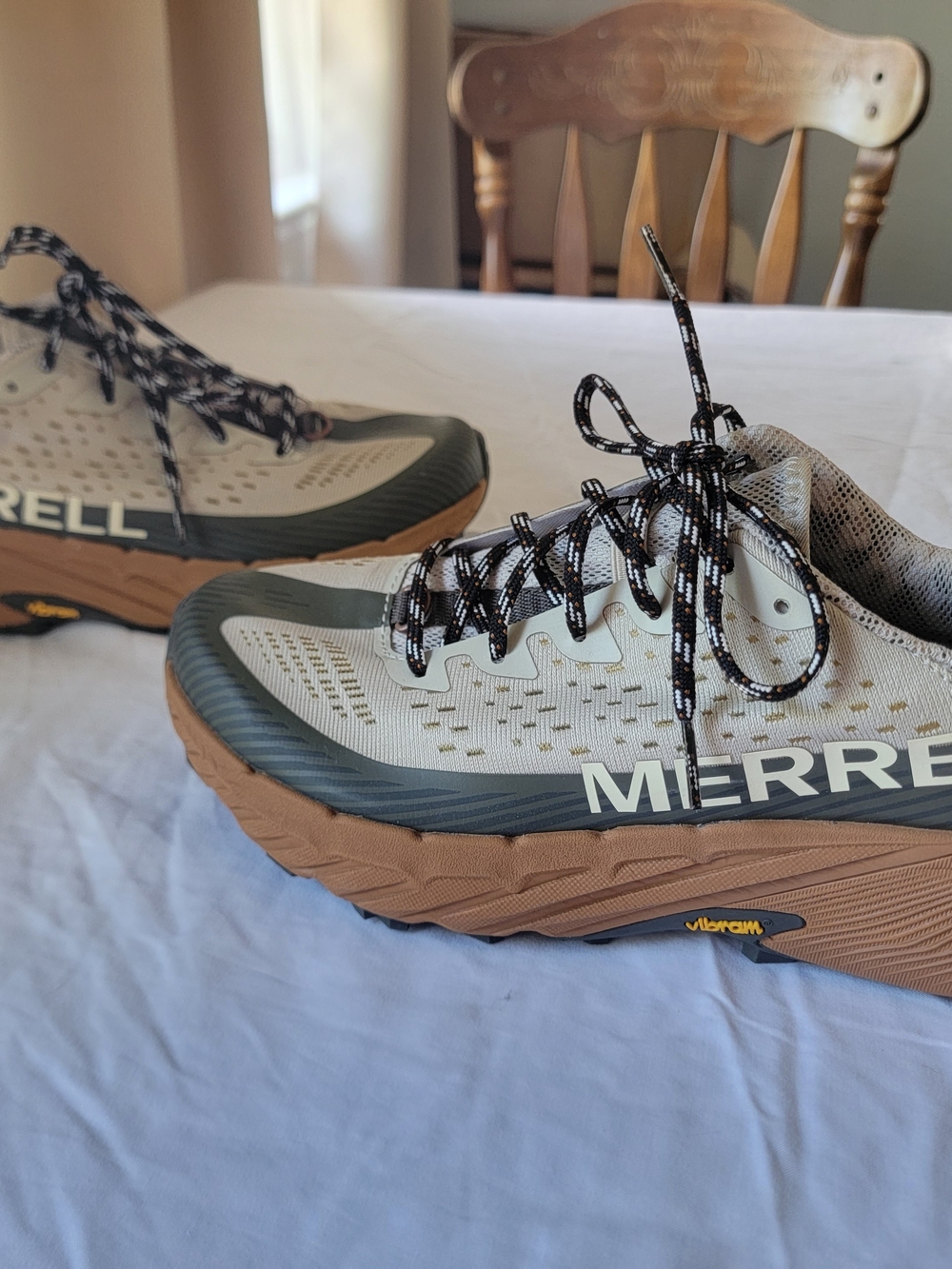 Merrell Men’s Beige, Brown and Dark Gray Trail Running Sneakers